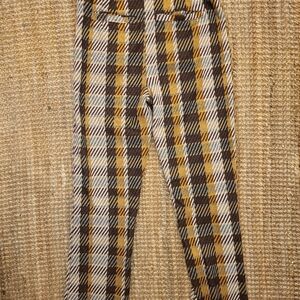 Free People Plaid Trousers in Brown and Yellow